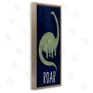 Stupell Studio | Tall Green Dinosaur Roar Text Over Blue