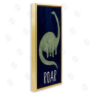 Stupell Studio | Tall Green Dinosaur Roar Text Over Blue