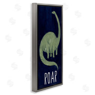 Stupell Studio | Tall Green Dinosaur Roar Text Over Blue
