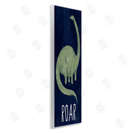 Stupell Studio | Tall Green Dinosaur Roar Text Over Blue