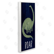 Stupell Studio | Tall Green Dinosaur Roar Text Over Blue