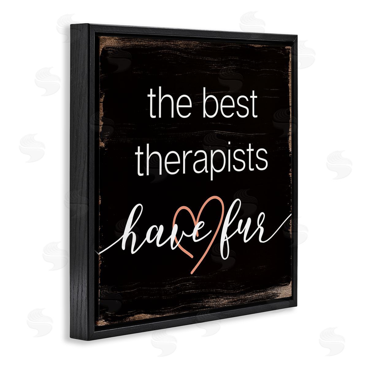 Stupell Studio Best Therapists Have Fur Phrase Rustic Home Pet Black Floater Frame Canvas Art