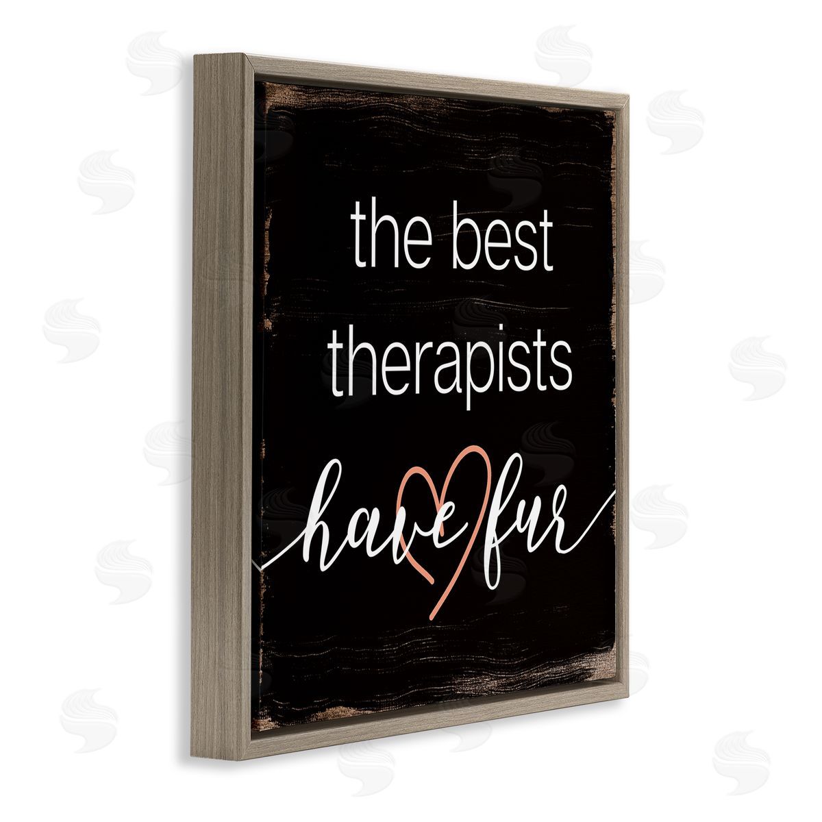 Stupell Studio Best Therapists Have Fur Phrase Rustic Home Pet Brown Floater Frame Canvas Art