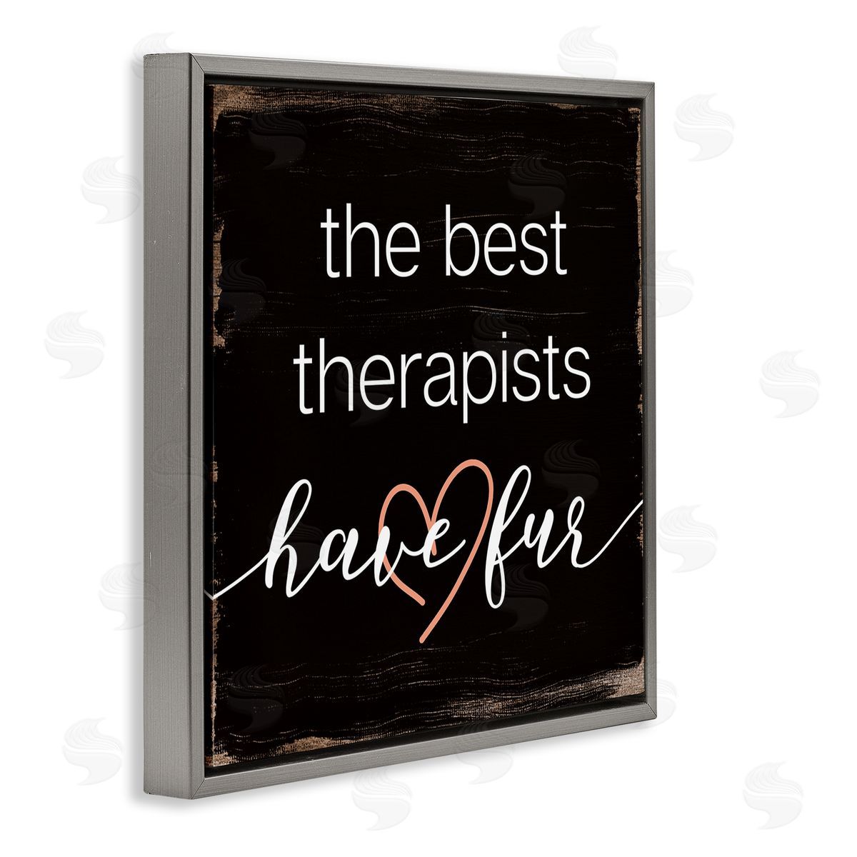Stupell Studio Best Therapists Have Fur Phrase Rustic Home Pet Gray Floater Frame Canvas Art