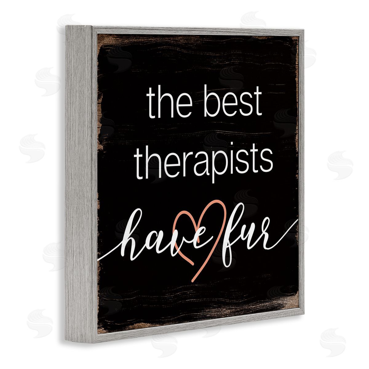 Stupell Studio Best Therapists Have Fur Phrase Rustic Home Pet Gray Framed Giclee Wall Art