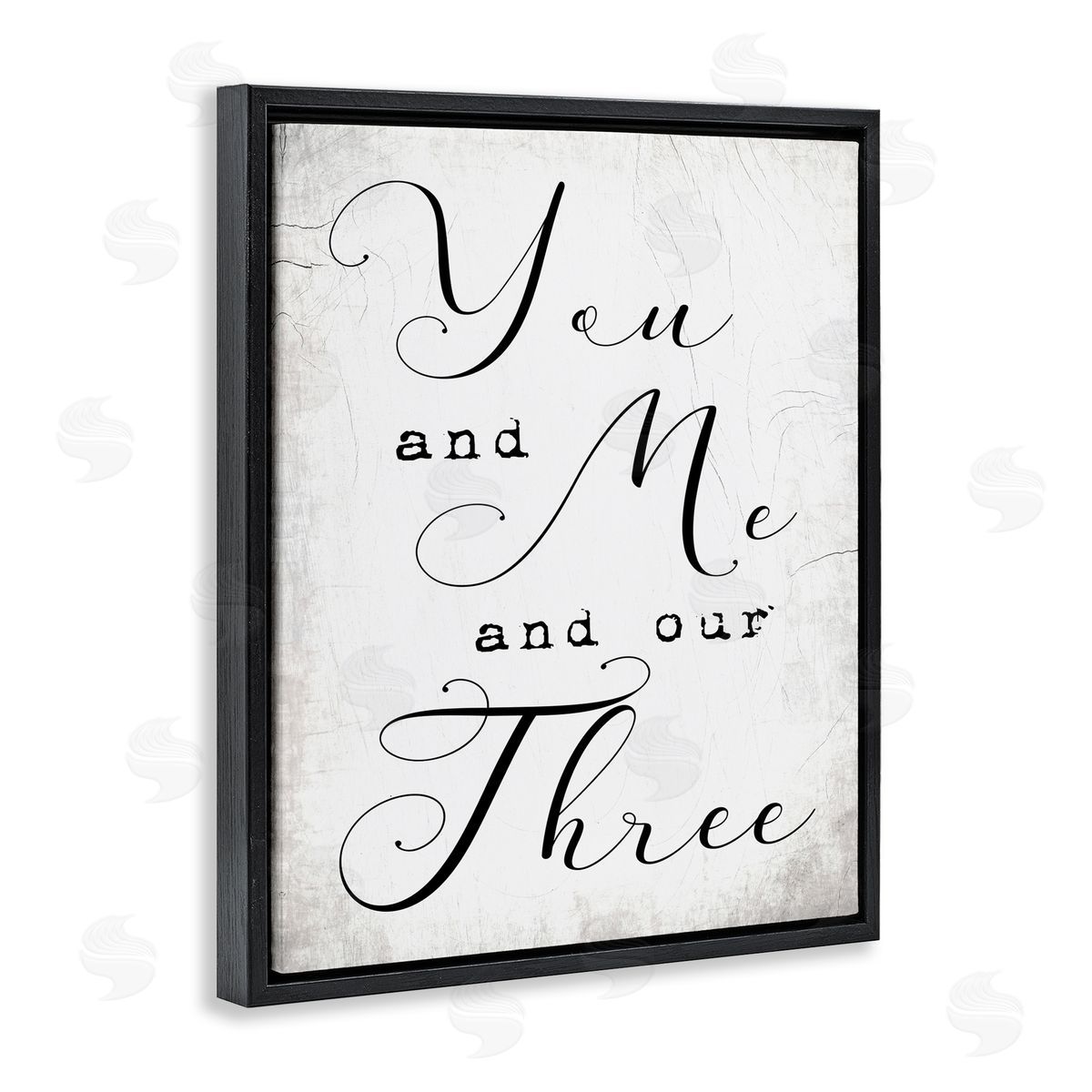 Stupell Studio You Me and Our Three Phrase Family Home Quote Black Floater Frame Canvas Art