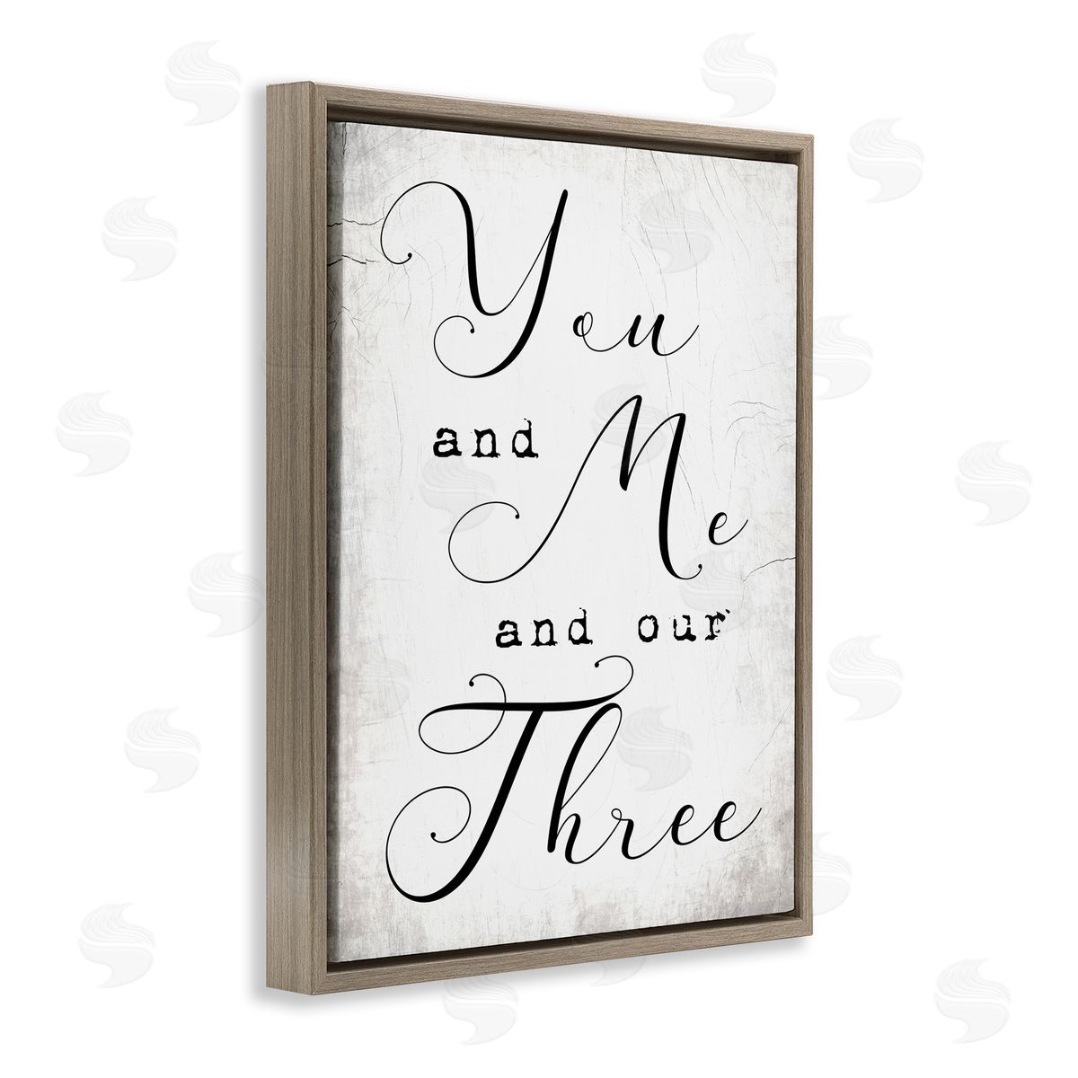 Stupell Studio You Me and Our Three Phrase Family Home Quote Brown Floater Frame Canvas Art