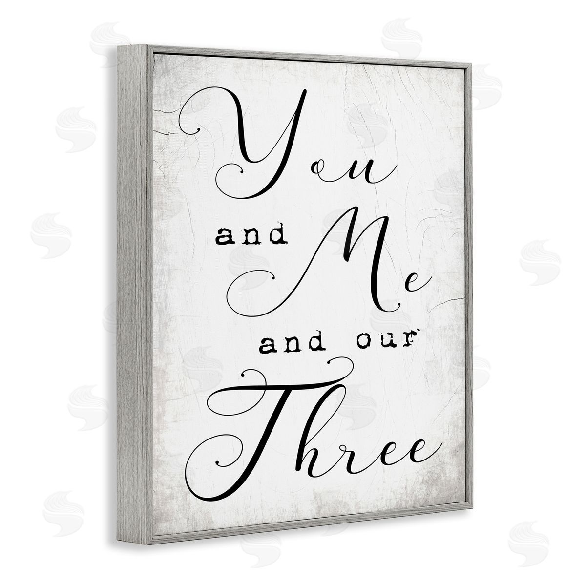 Stupell Studio You Me and Our Three Phrase Family Home Quote Gray Framed Giclee Wall Art