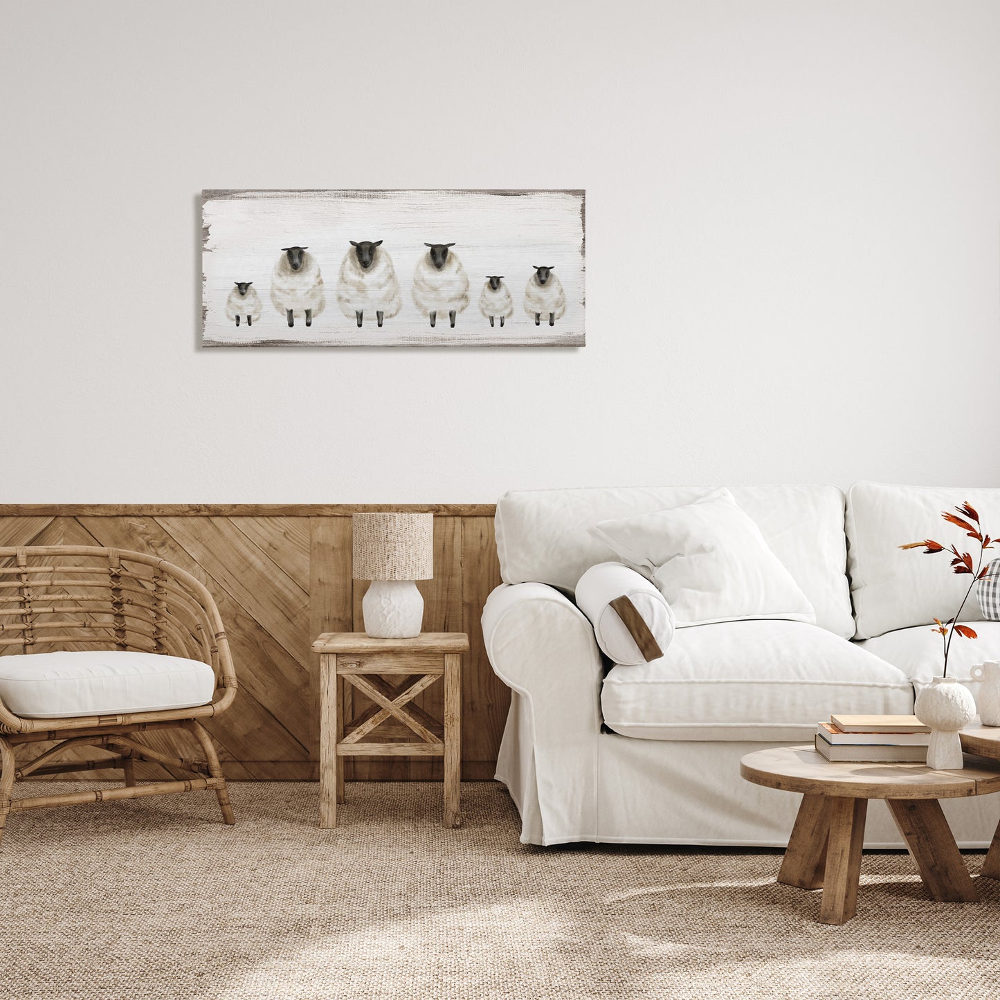 Rustic Country Sheep Herd Canvas Wall Art in Room, Home Decor by Stupell Studio