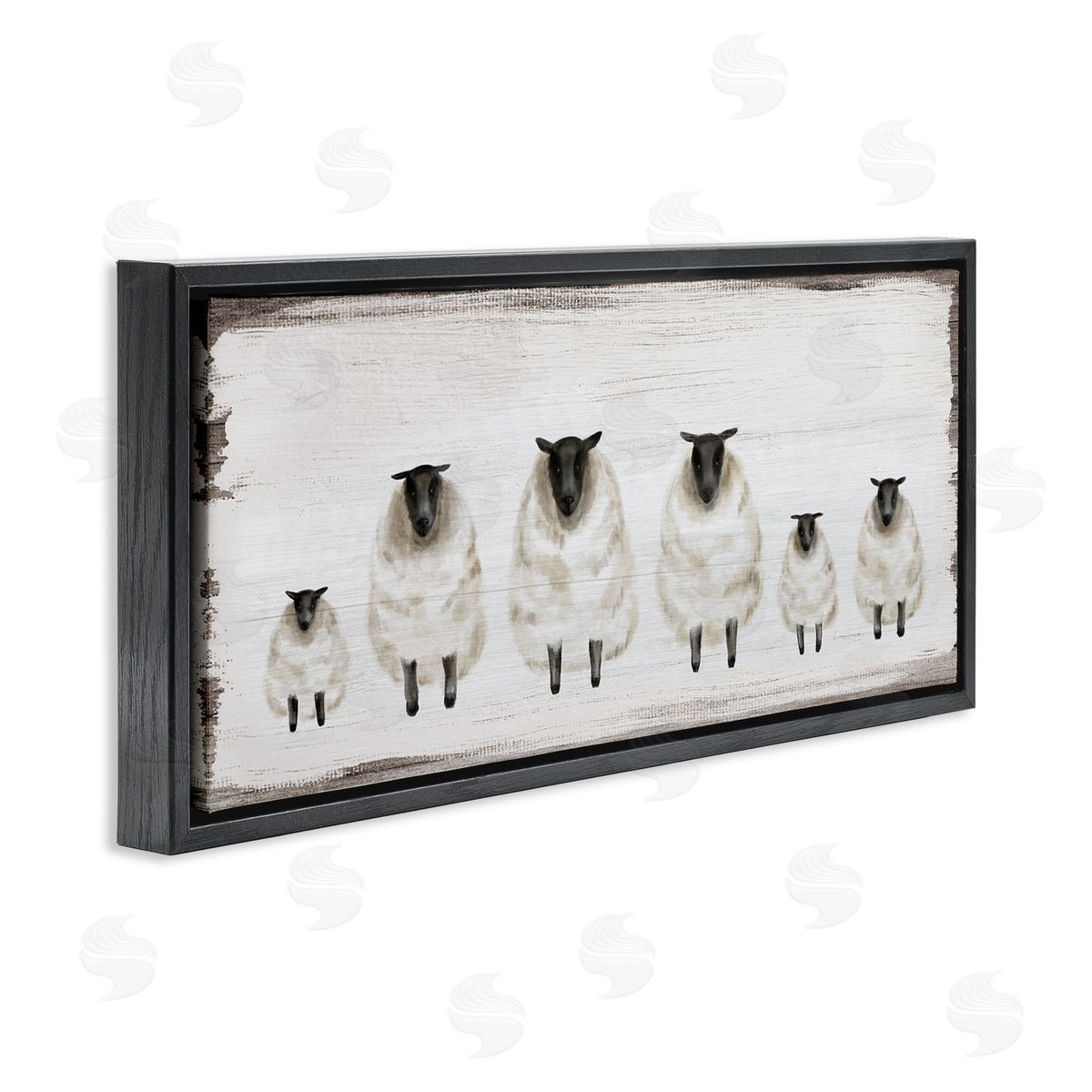 Rustic Country Sheep Herd Black Floating Frame Canvas Wall Art, Home Decor by Stupell Studio