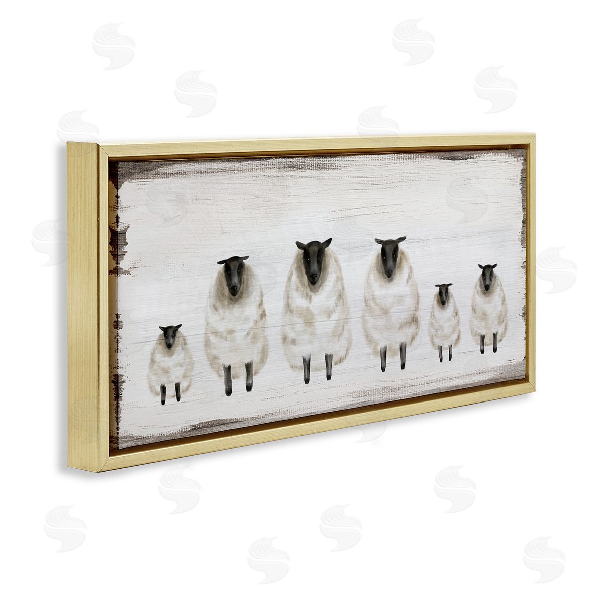 Rustic Country Sheep Herd Gold Floating Frame Canvas Wall Art, Home Decor by Stupell Studio