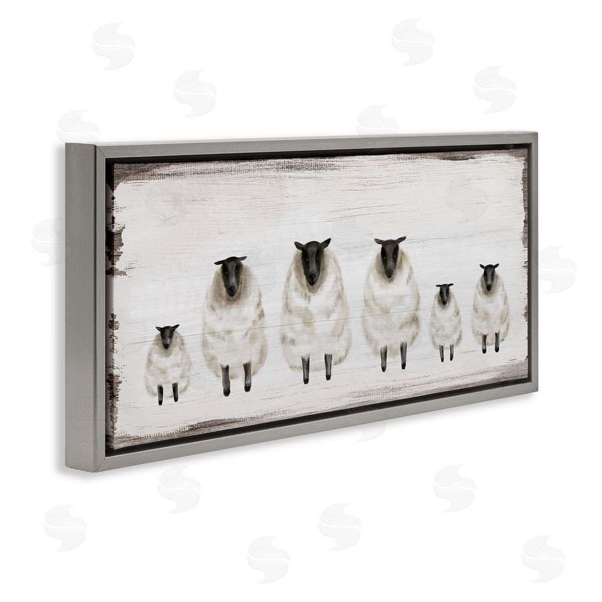 Rustic Country Sheep Herd Grey Floating Frame Canvas Wall Art, Home Decor by Stupell Studio