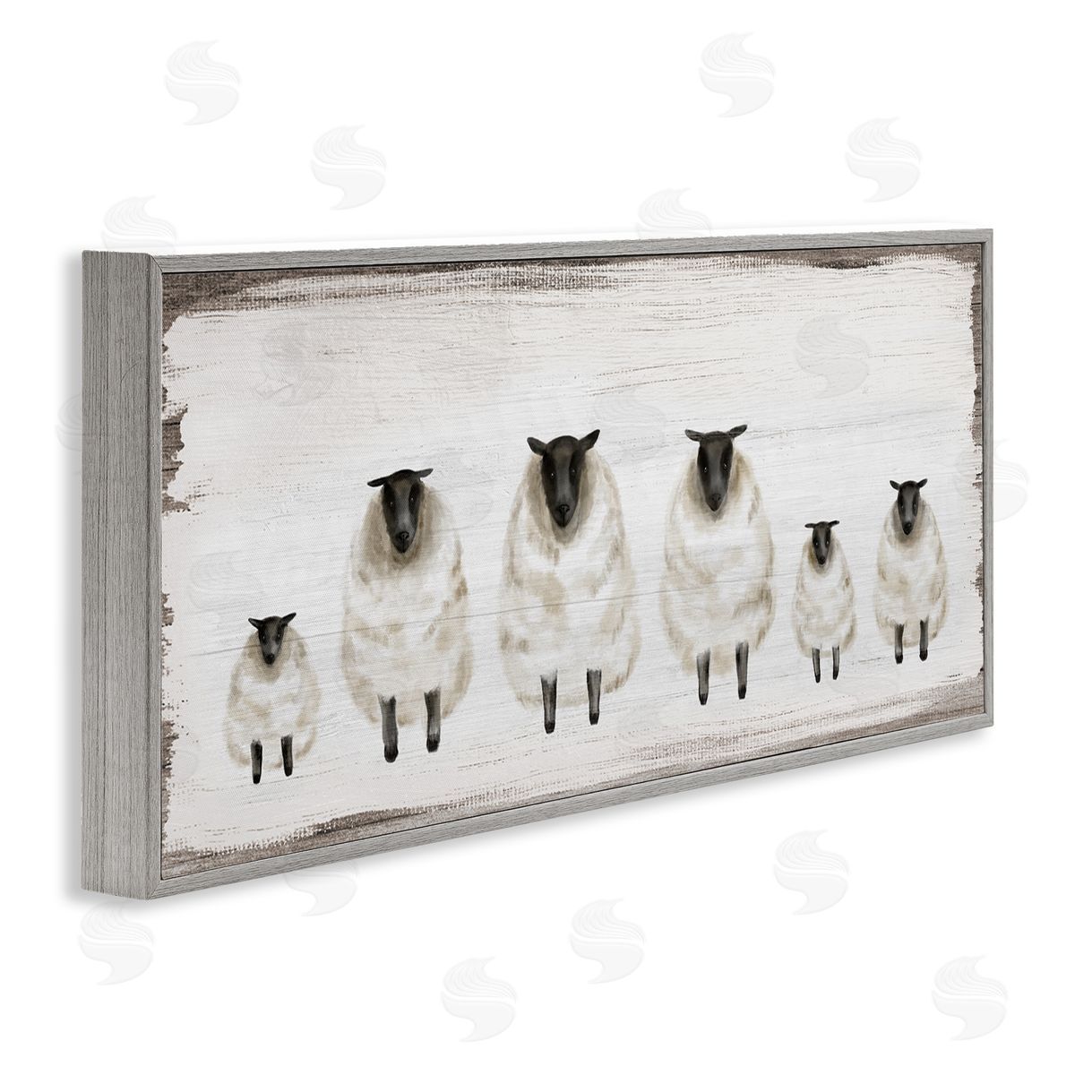Rustic Country Sheep Herd Grey Frame Print Wall Art, Home Decor by Stupell Studio