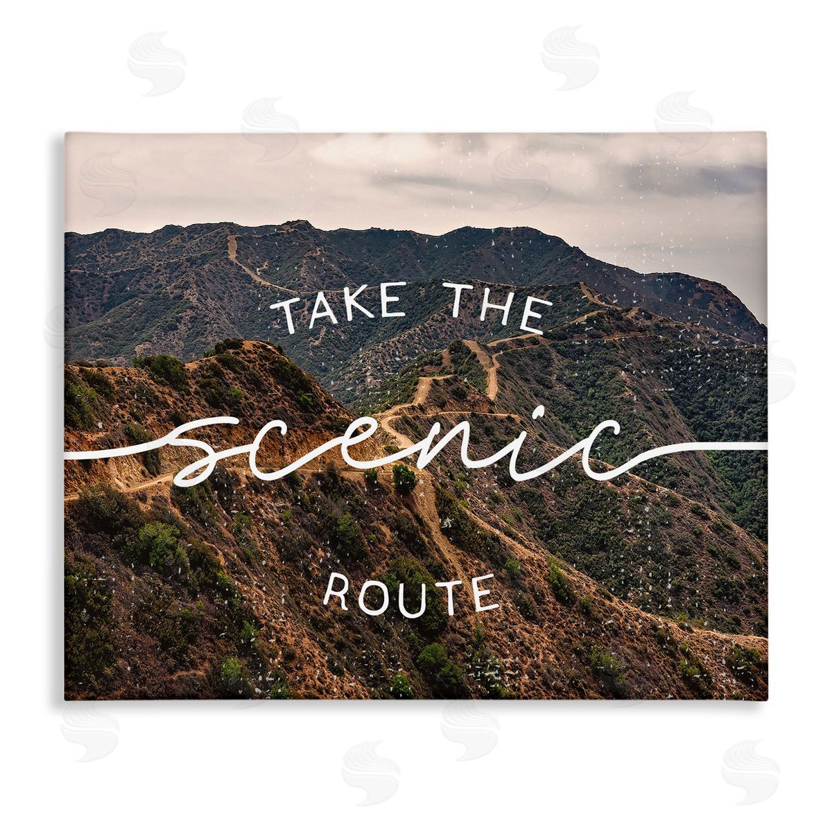 Stupell Studio Take Scenic Route Phrase Mountain Road Landscape Canvas Wall Art