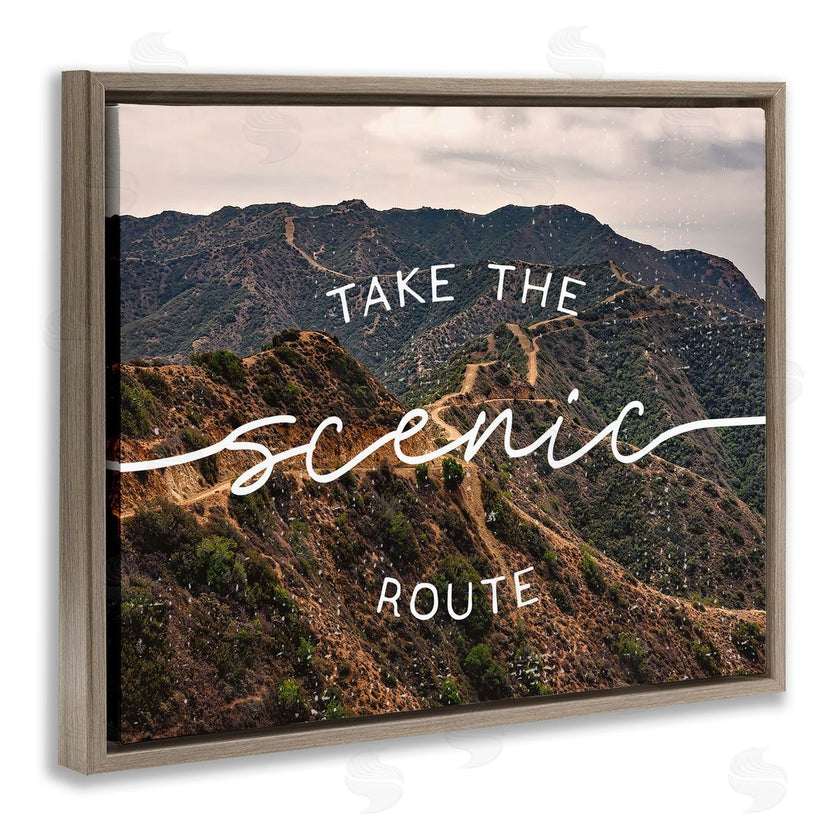 Stupell Studio | Take Scenic Route Phrase Mountain Road Landscape
