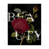 Stupell Studio | Beauty Text over Vintage Red Thorned Rose