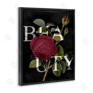 Stupell Studio | Beauty Text over Vintage Red Thorned Rose