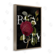 Stupell Studio | Beauty Text over Vintage Red Thorned Rose