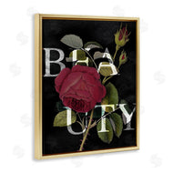 Stupell Studio | Beauty Text over Vintage Red Thorned Rose