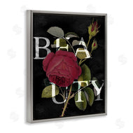Stupell Studio | Beauty Text over Vintage Red Thorned Rose