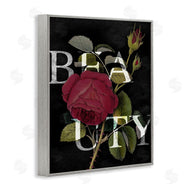 Stupell Studio | Beauty Text over Vintage Red Thorned Rose