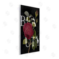 Stupell Studio | Beauty Text over Vintage Red Thorned Rose