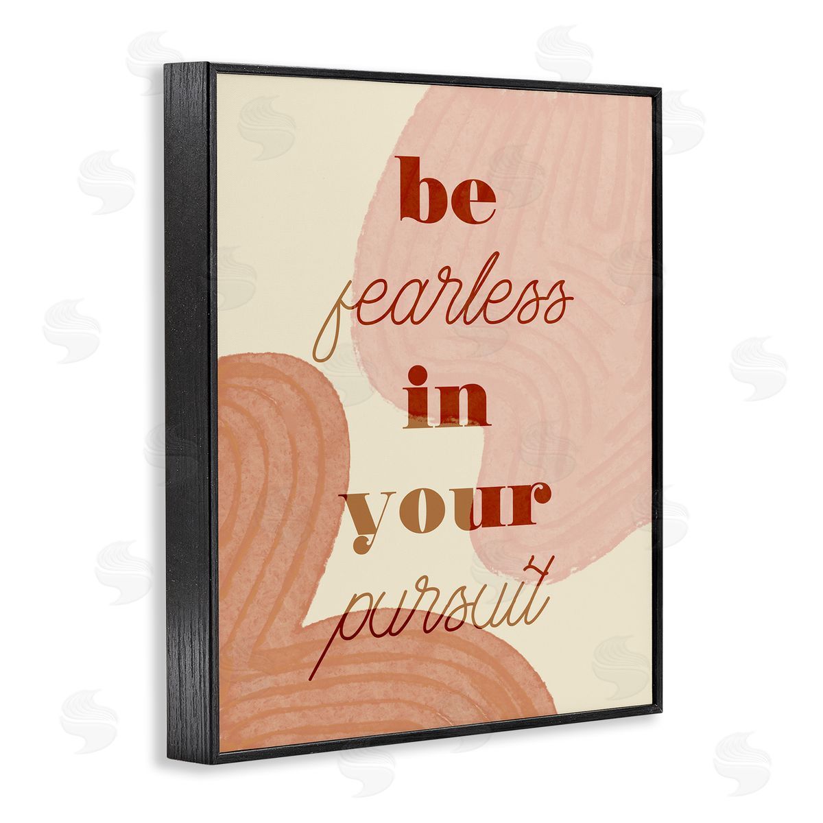 Stupell Studio Be Fearless In Pursuit Phrase Abstract Warm Shapes Black Framed Giclee Wall Art