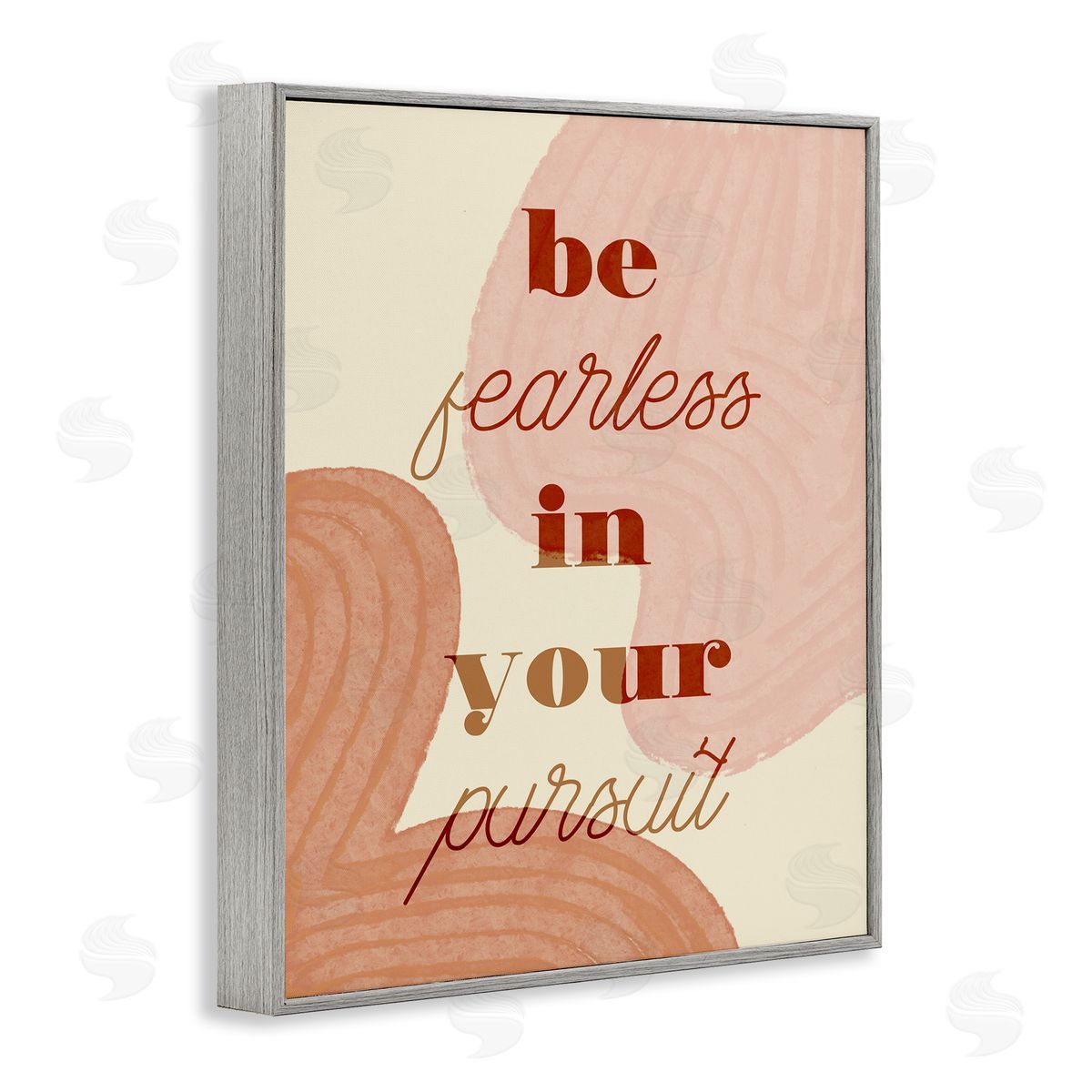 Stupell Studio Be Fearless In Pursuit Phrase Abstract Warm Shapes Gray Framed Giclee Wall Art