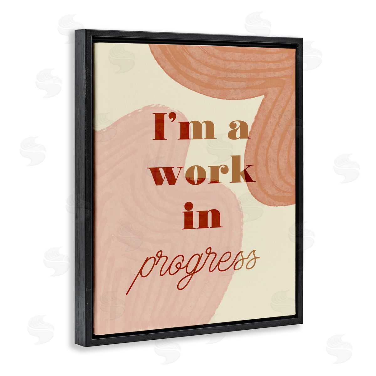 Stupell Studio Work In Progress Phrase Abstract Warm Shapes Black Floater Frame Canvas Art