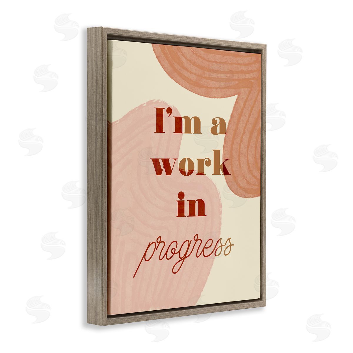 Stupell Studio Work In Progress Phrase Abstract Warm Shapes Brown Floater Frame Canvas Art