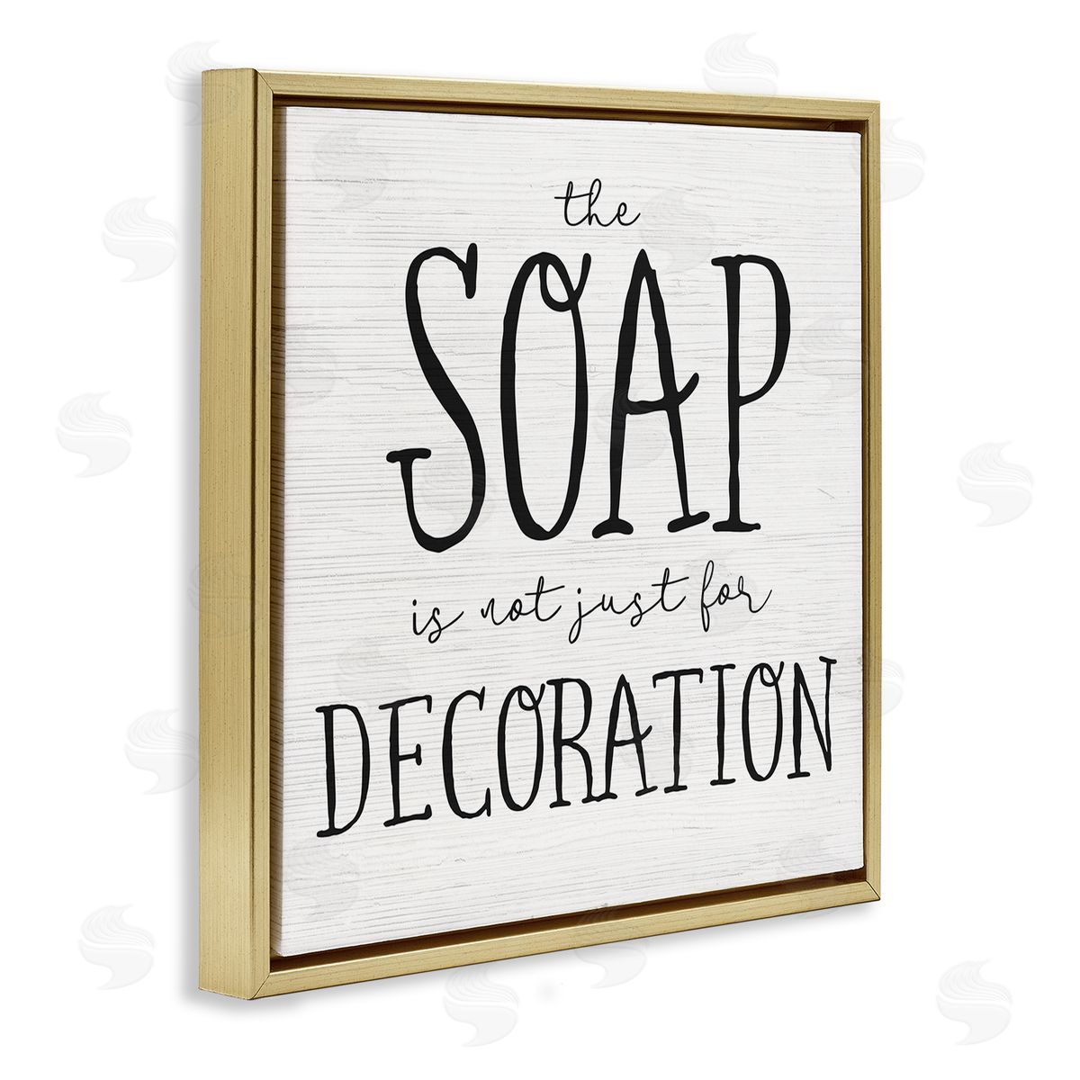 Stupell Studio Soap's Not Decoration Phrase Sassy Bathroom Quote Gold Floater Frame Canvas Art