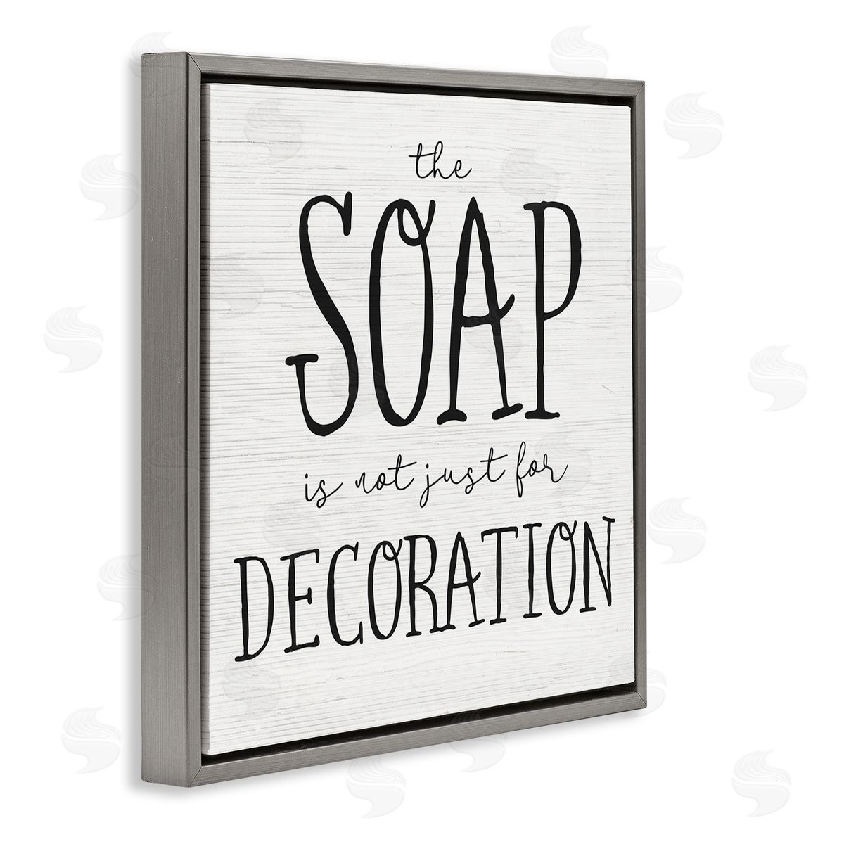 Stupell Studio Soap's Not Decoration Phrase Sassy Bathroom Quote Gray Floater Frame Canvas Art