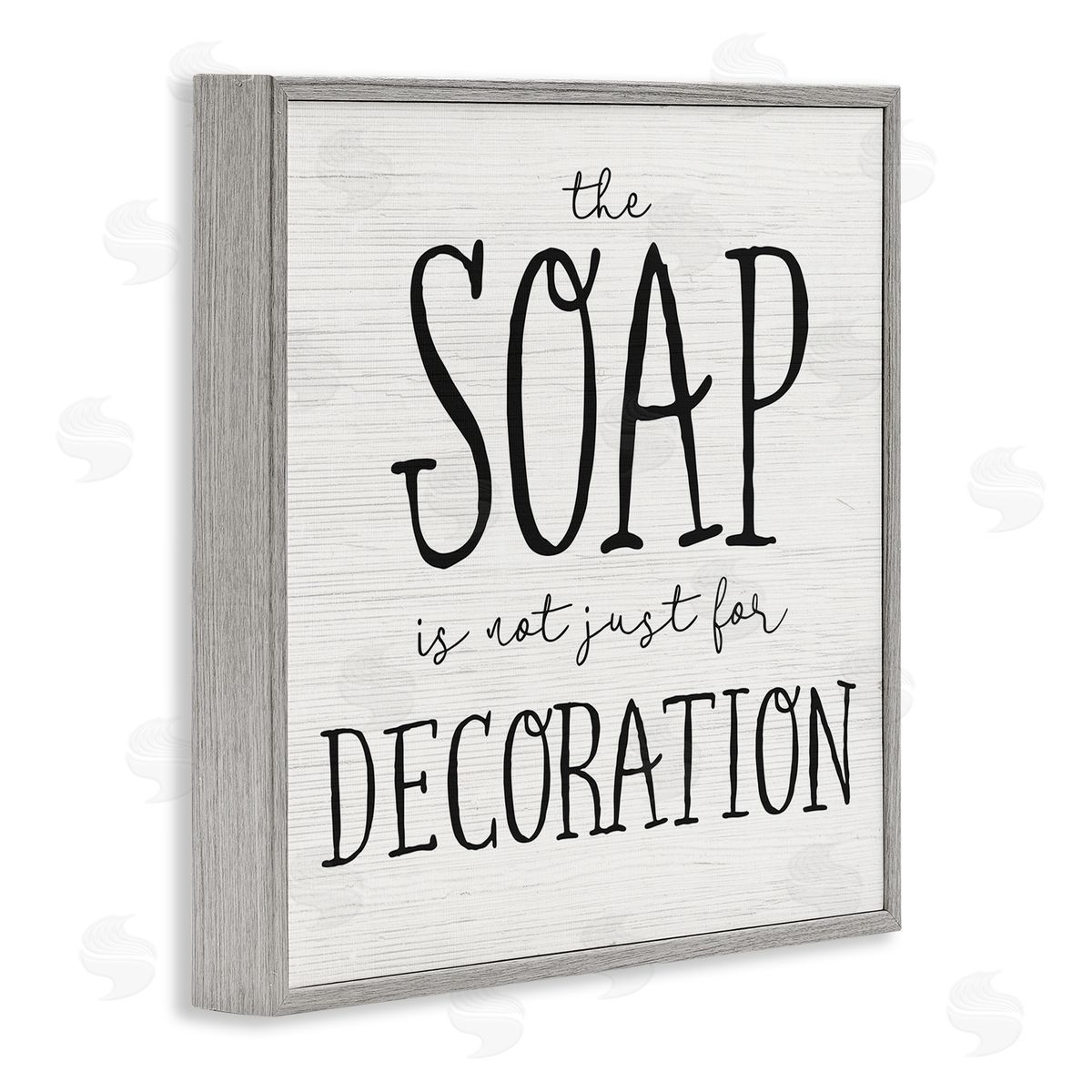 Stupell Studio Soap's Not Decoration Phrase Sassy Bathroom Quote Gray Framed Giclee Wall Art