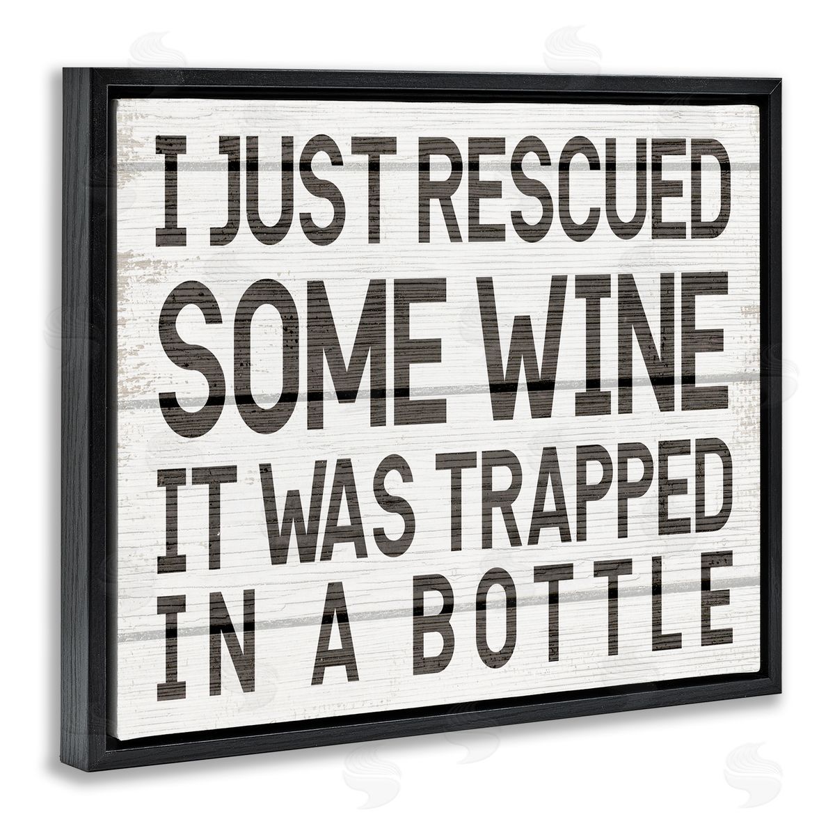 Stupell Studio Wine Trapped in Bottle Phrase Funny Drinking Humor Black Floater Frame Canvas Art