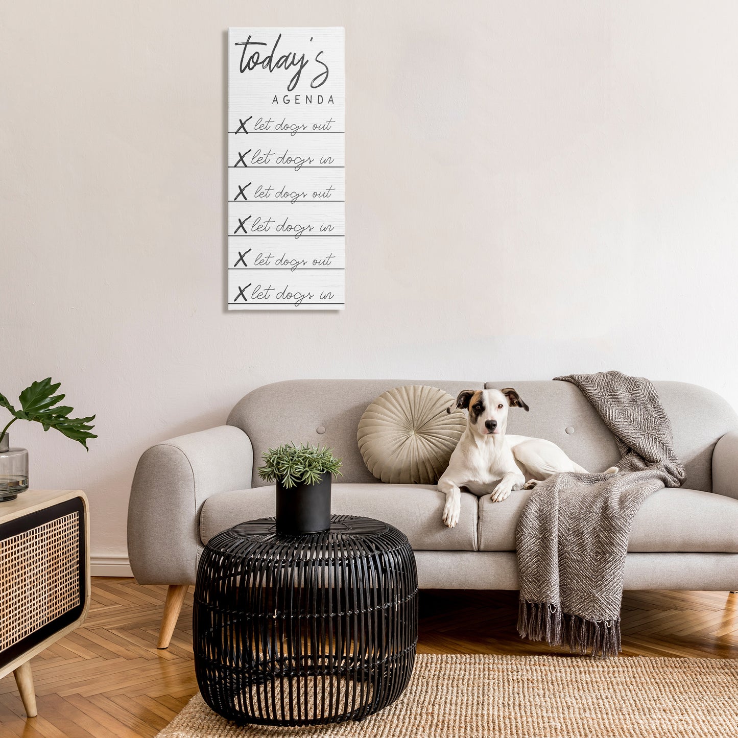 Today's Agenda Funny Dog Checklist Canvas Wall Art in Room, Home Decor by Stupell Studio