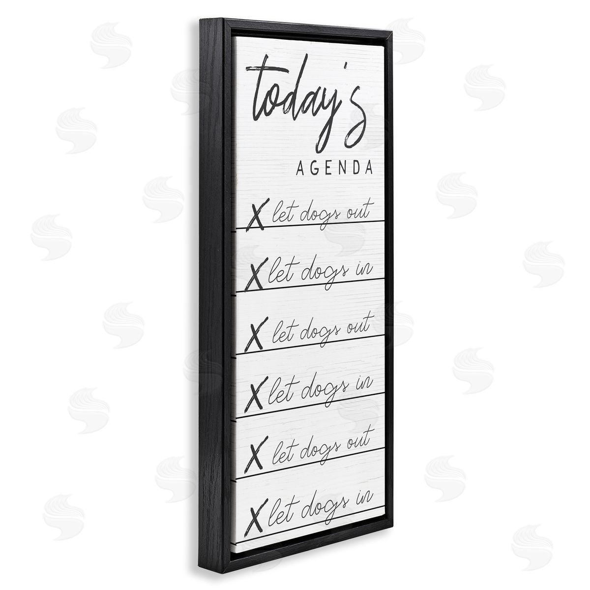 Today's Agenda Funny Dog Checklist Black Floating Frame Canvas Wall Art, Home Decor by Stupell Studio