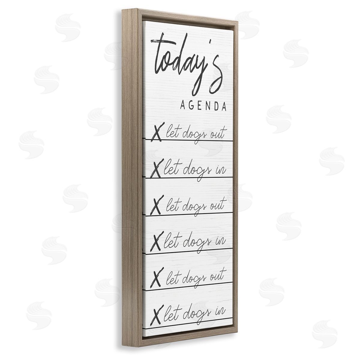 Today's Agenda Funny Dog Checklist Brown Floating Frame Canvas Wall Art, Home Decor by Stupell Studio
