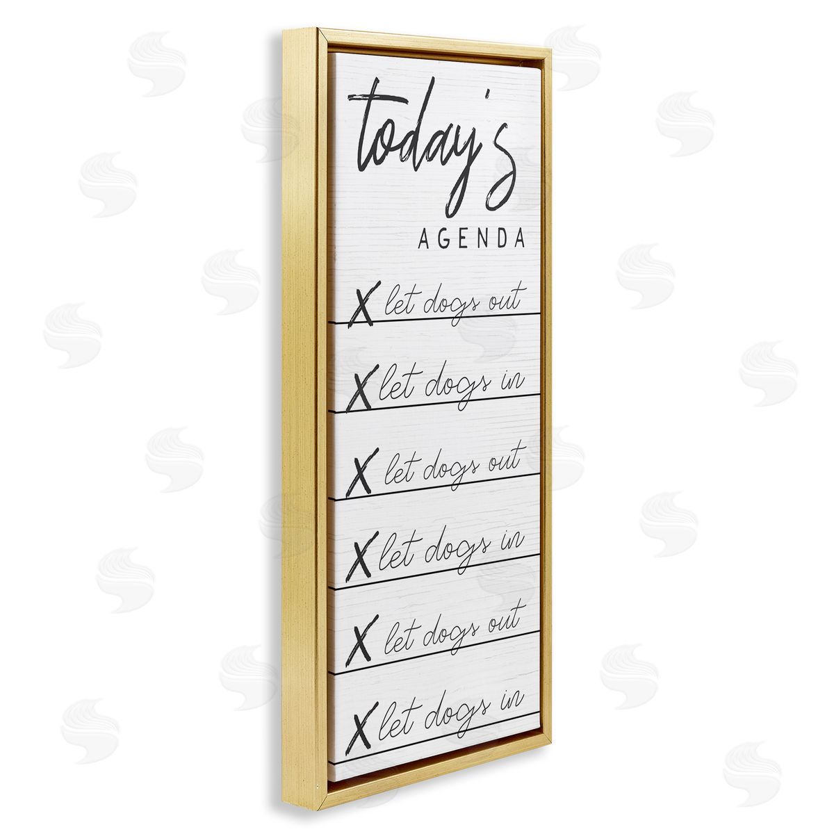 Today's Agenda Funny Dog Checklist Gold Floating Frame Canvas Wall Art, Home Decor by Stupell Studio