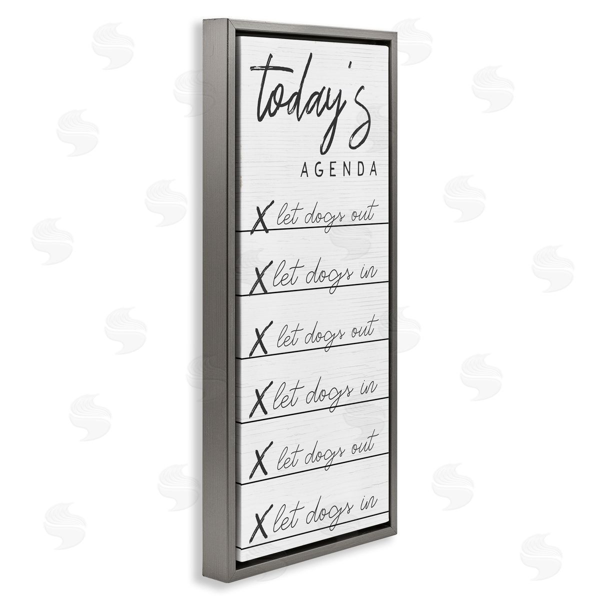 Today's Agenda Funny Dog Checklist Grey Floating Frame Canvas Wall Art, Home Decor by Stupell Studio