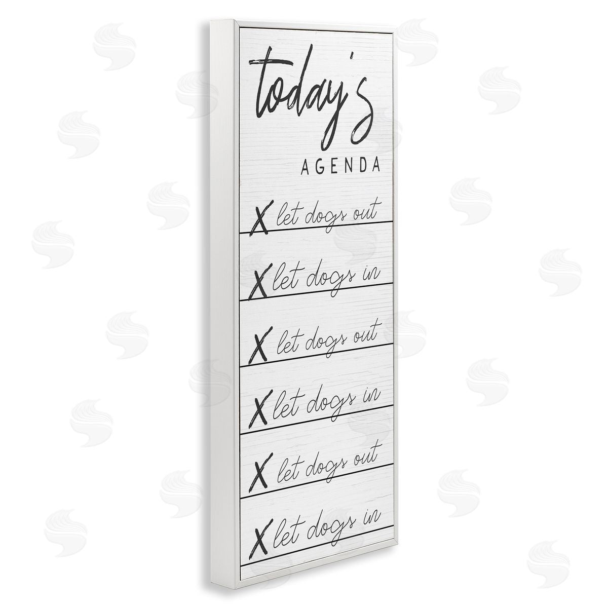 Today's Agenda Funny Dog Checklist White Frame Print Wall Art, Home Decor by Stupell Studio