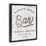 Stupell Studio | Always Open BYOB Bar Sign Funny Drinking Phrase