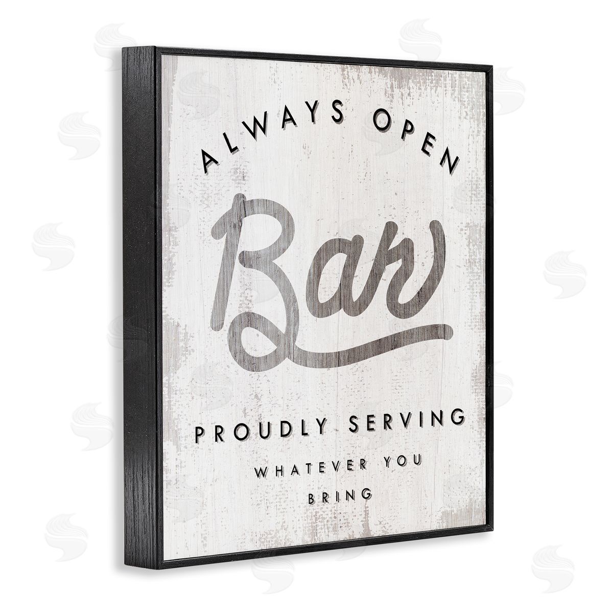 Stupell Studio Always Open BYOB Bar Sign Funny Drinking Phrase Black Framed Giclee Wall Art