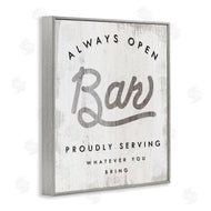 Stupell Studio | Always Open BYOB Bar Sign Funny Drinking Phrase
