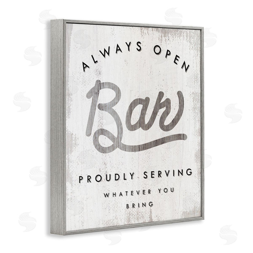 Stupell Studio | Always Open BYOB Bar Sign Funny Drinking Phrase