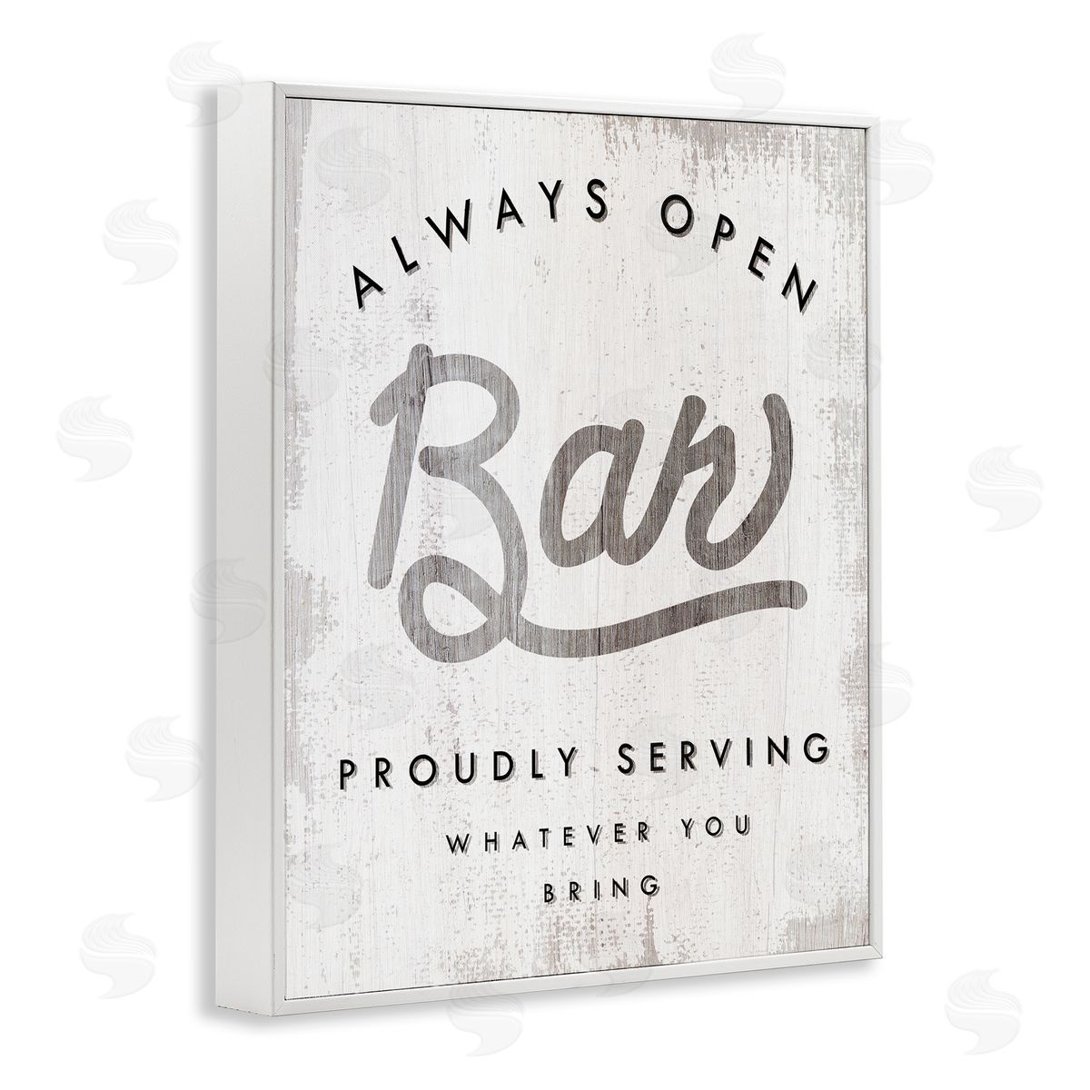 Stupell Studio Always Open BYOB Bar Sign Funny Drinking Phrase White Framed Giclee Wall Art