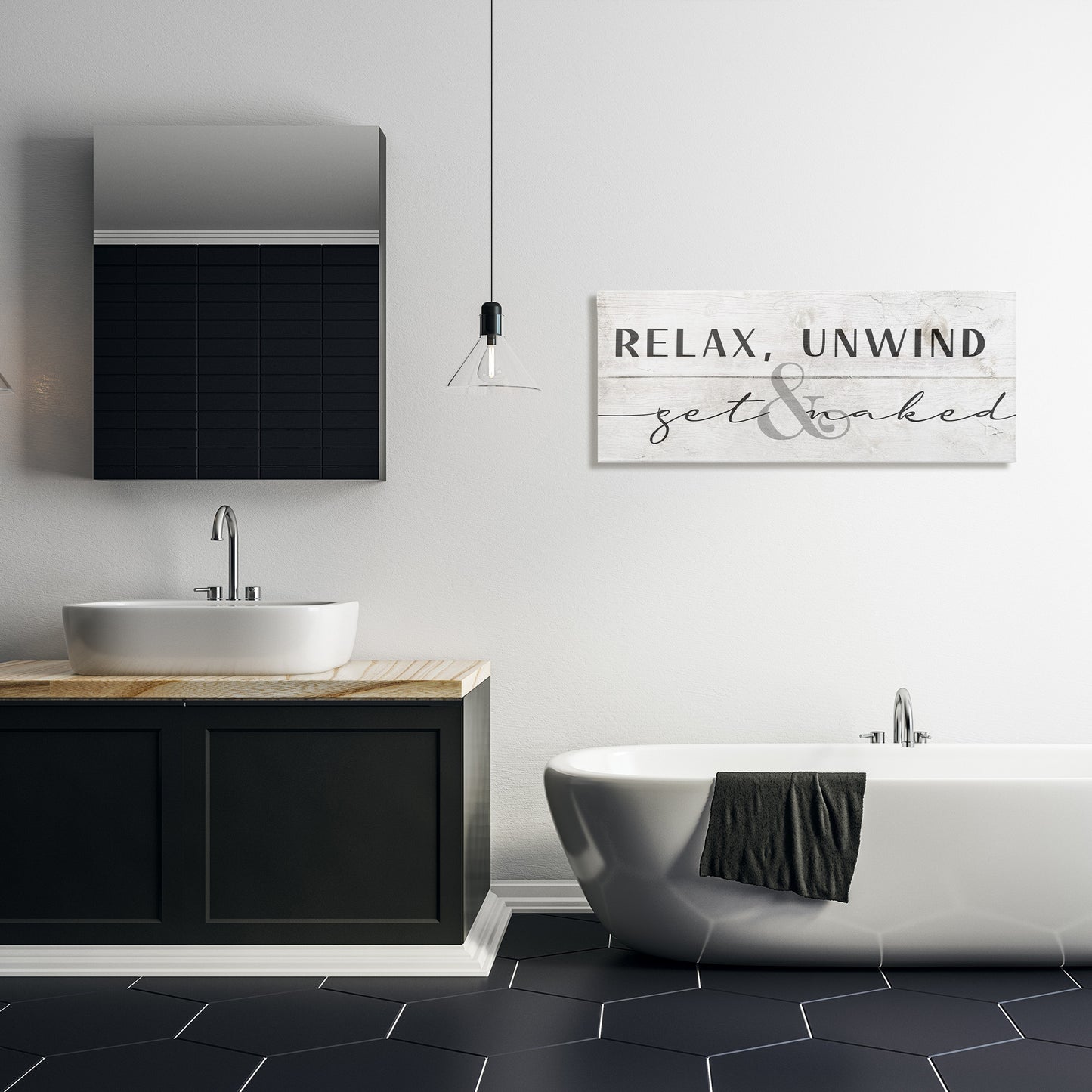 Relax Unwind & Get Naked Canvas Wall Art in Room, Home Decor by Stupell Studio