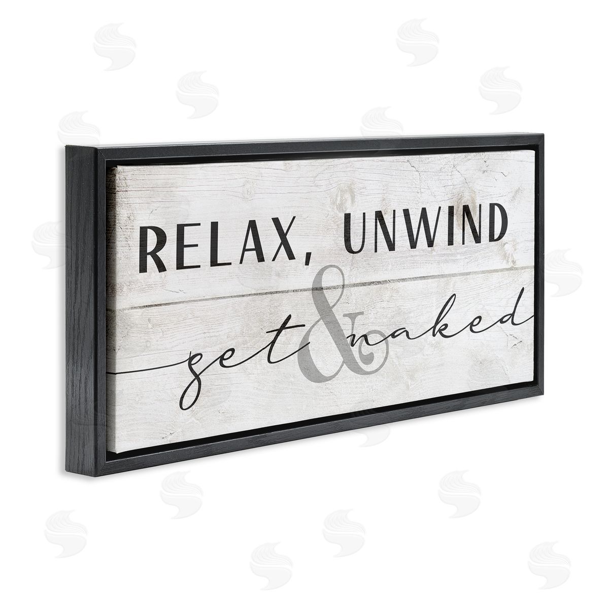 Relax Unwind & Get Naked Black Floating Frame Canvas Wall Art, Home Decor by Stupell Studio