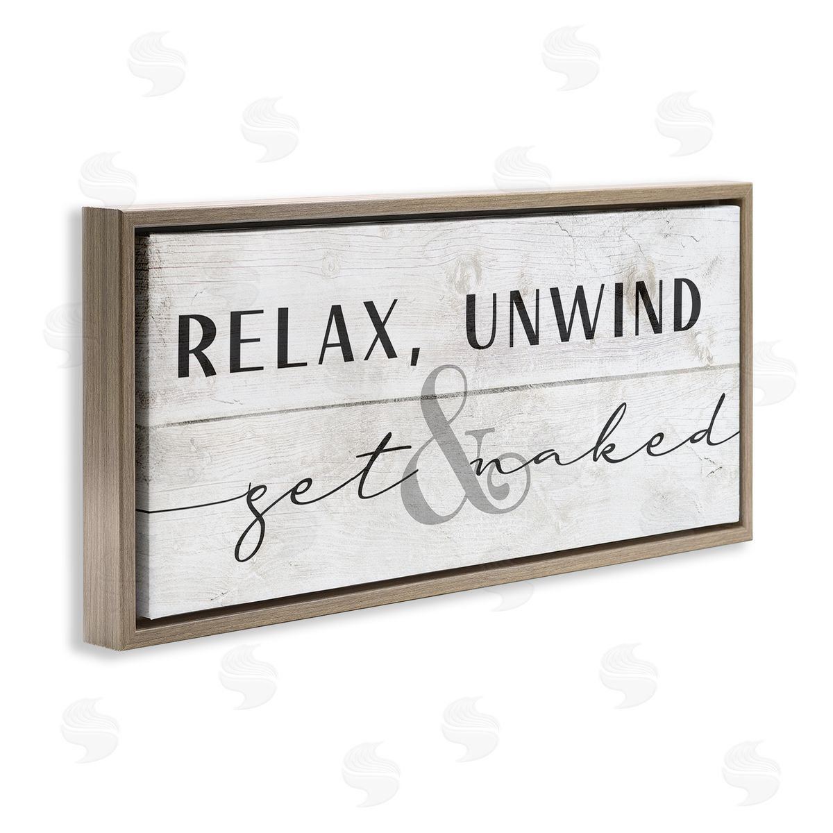 Relax Unwind & Get Naked Brown Floating Frame Canvas Wall Art, Home Decor by Stupell Studio