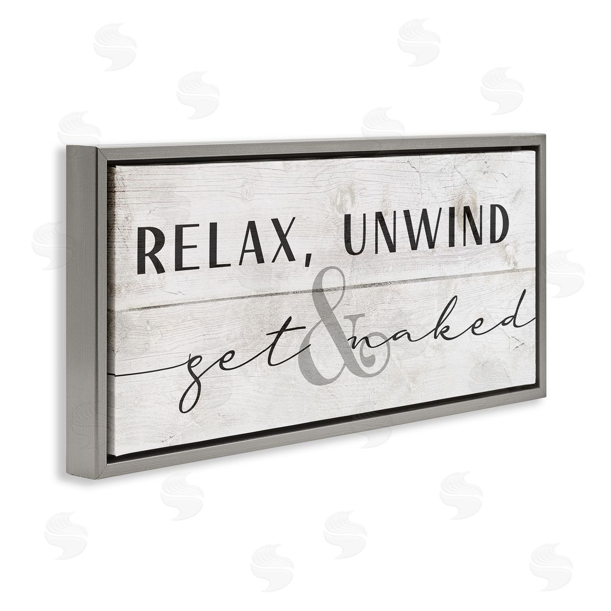 Relax Unwind & Get Naked Grey Floating Frame Canvas Wall Art, Home Decor by Stupell Studio