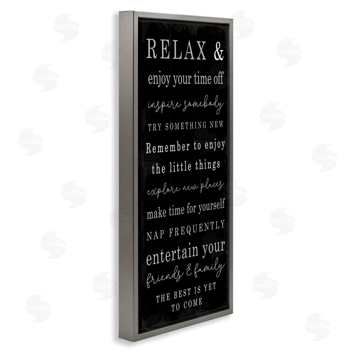 Stupell Studio Relax and Enjoy Self Care Phrases Work Break Motivational Gray Floater Frame Canvas Art